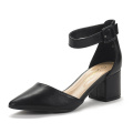 DREAM PAIRS Women's Ladies Black Pointed Toe Low Chunky Heel Pumps Shoes